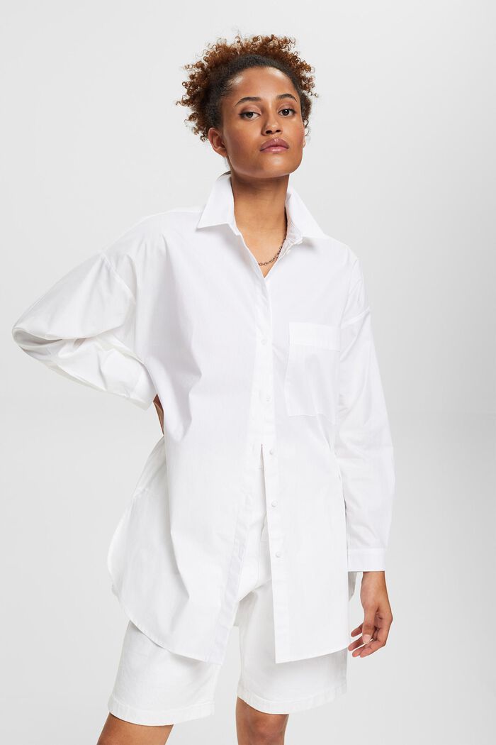 Camicia blusata oversize, WHITE, overview