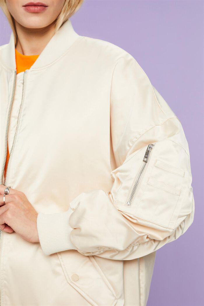 Giacca bomber in raso, CREAM BEIGE, detail image number 2
