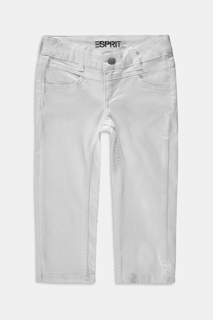 In materiale riciclato: jeans capri con cintura regolabile, WHITE, detail image number 0