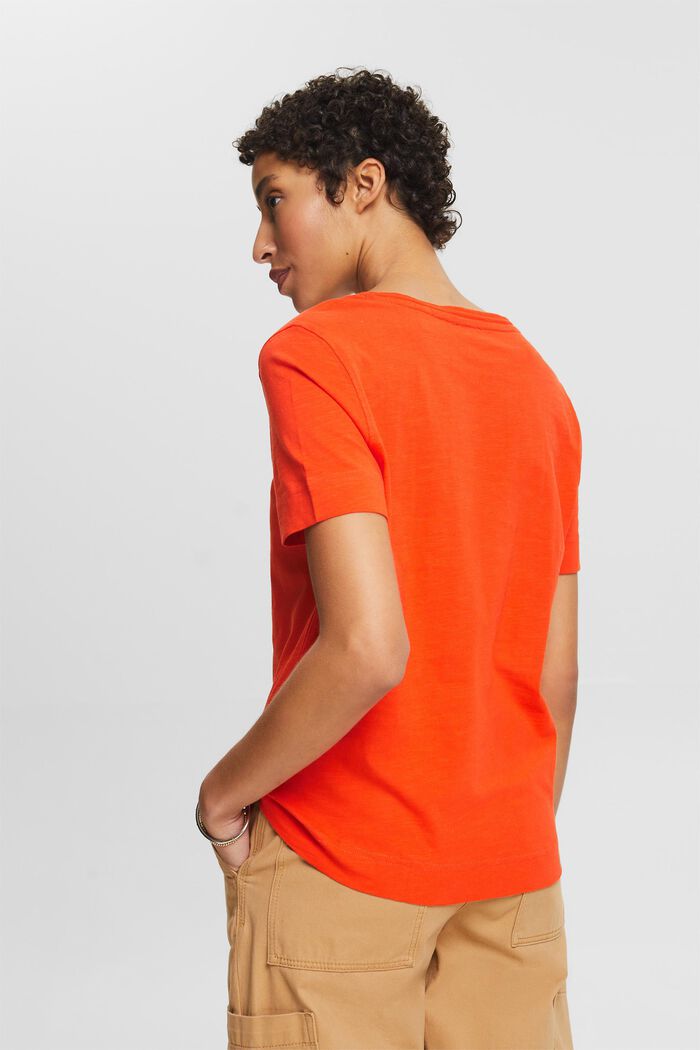 T-shirt in jersey con scollo a V, BRIGHT ORANGE, detail image number 3