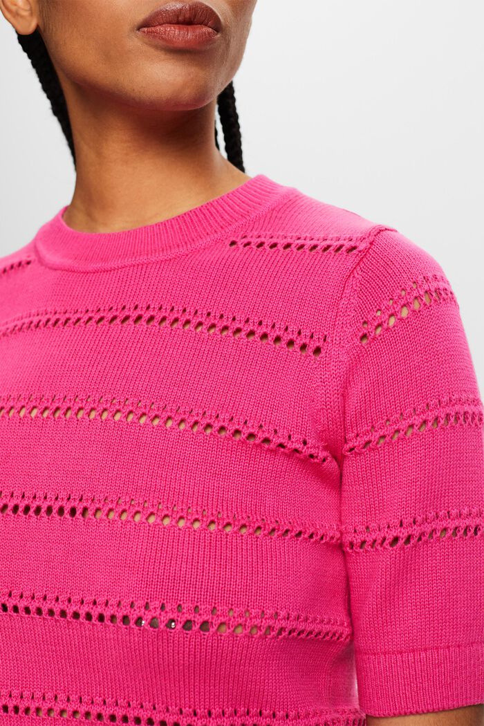 Pullover pointelle a manica corta, PINK FUCHSIA, detail image number 2