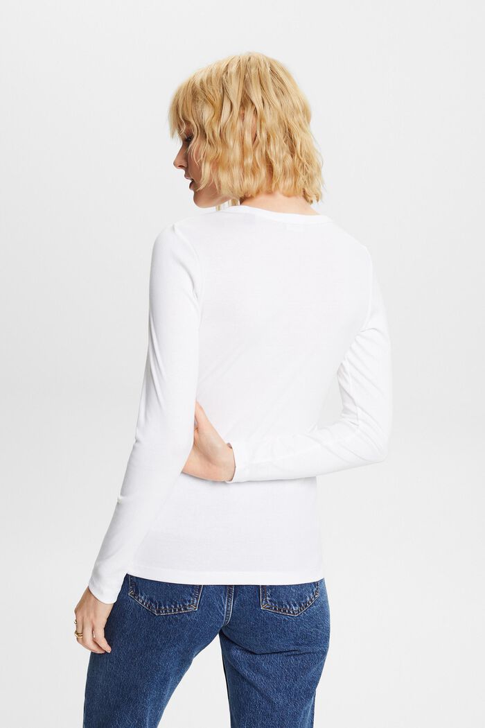 Top in jersey di cotone biologico, WHITE, detail image number 3