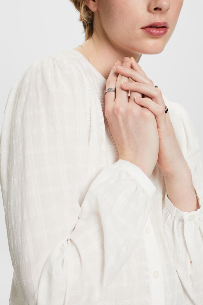 Blusa strutturata in cotone, OFF WHITE, detail image number 3