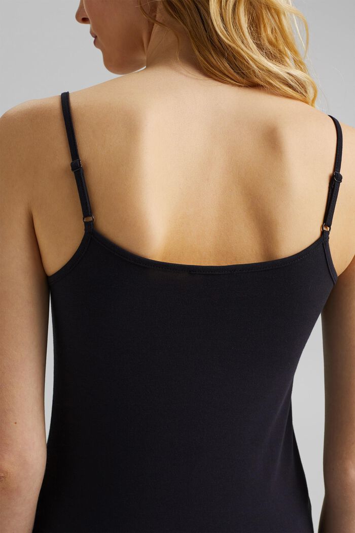 Top stretch in cotone biologico, BLACK, detail image number 2