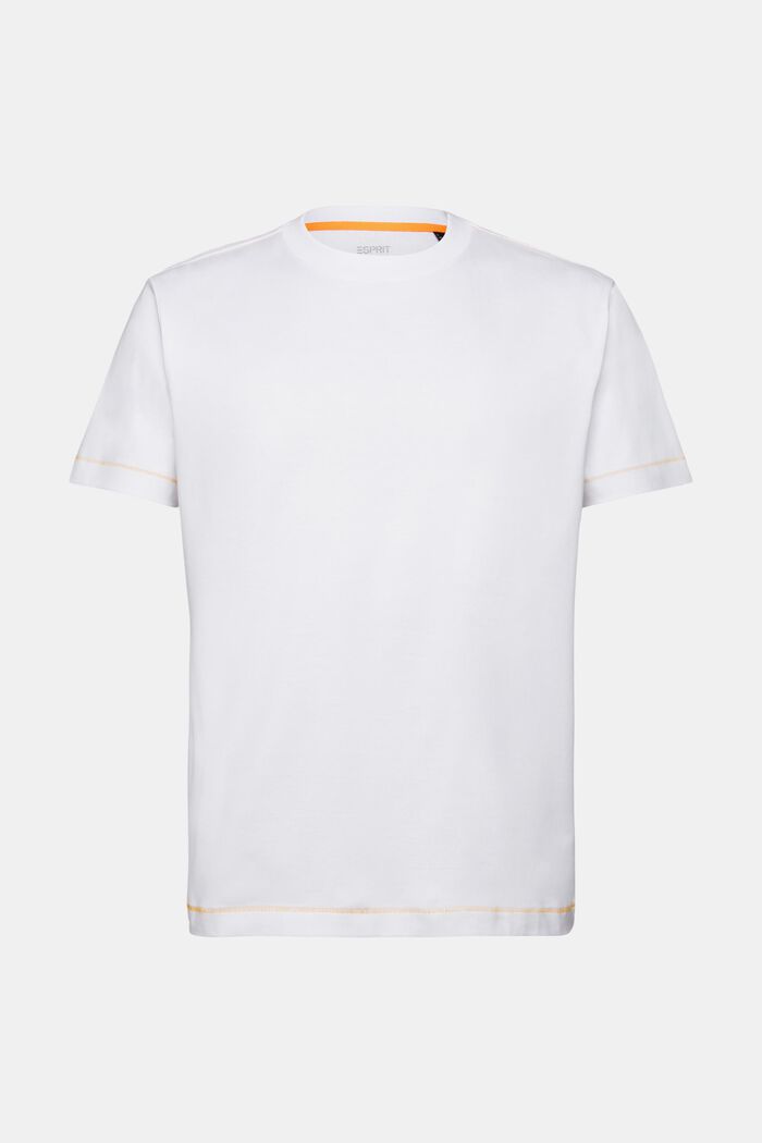 T-shirt a girocollo in jersey di 100% cotone, WHITE, detail image number 6