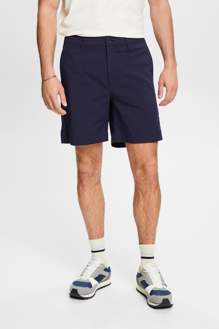 Shorts chino in twill elasticizzato, NAVY, detail image number 0