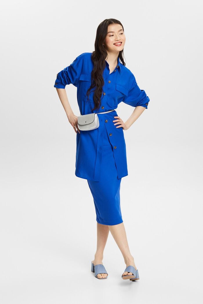 Camicia button-up oversize, BRIGHT BLUE, detail image number 1