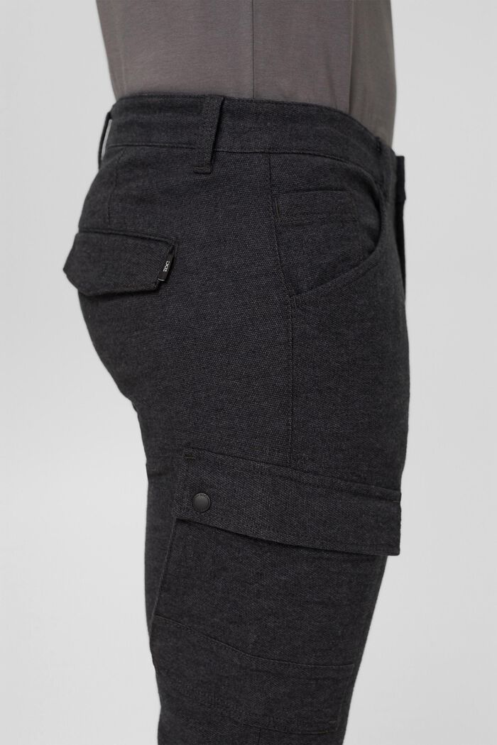 Pantaloni cargo con stretch in cotone biologico, DARK GREY, detail image number 2