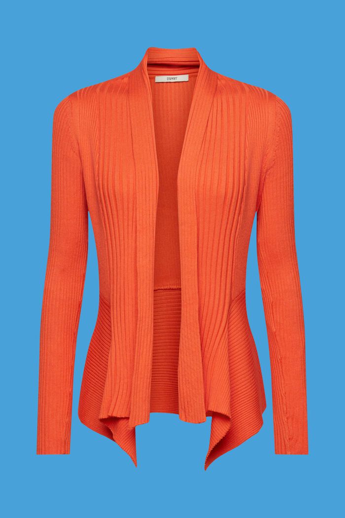 Cardigan a coste con orlo a fazzoletto, ORANGE RED, detail image number 5