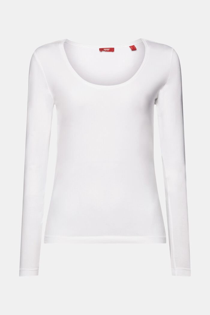 T-shirt a maniche lunghe con scollo ampio, WHITE, detail image number 7