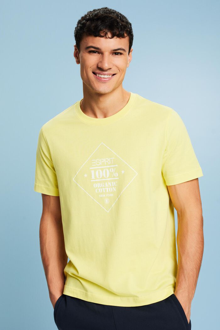 T-shirt in cotone con stampa del logo, PASTEL YELLOW, detail image number 0