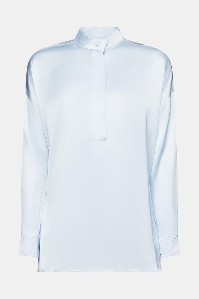 Blusa in raso con scollo a goccia, LIGHT BLUE, detail image number 5
