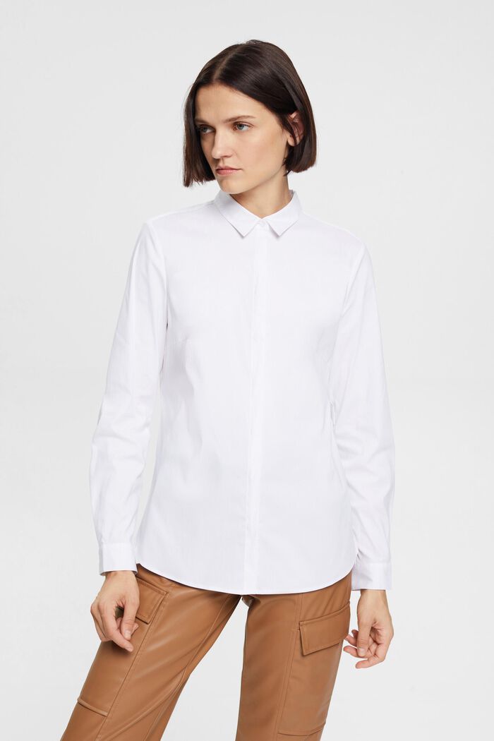 Camicia blusata, misto cotone elasticizzato