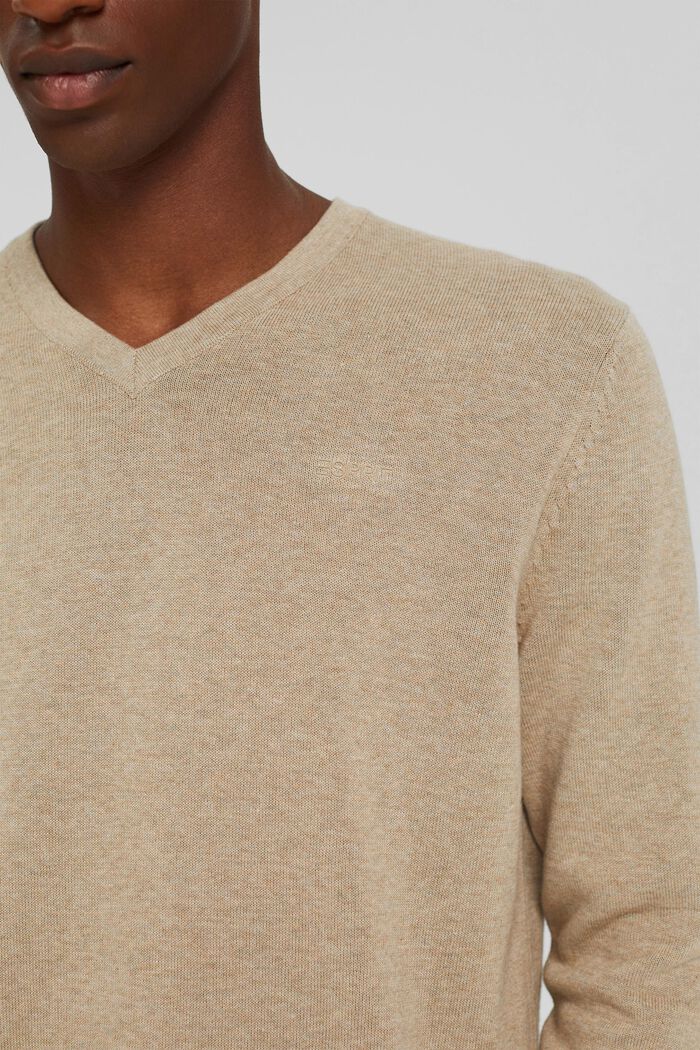 Pullover basic in 100% cotone Pima, BEIGE, detail image number 2