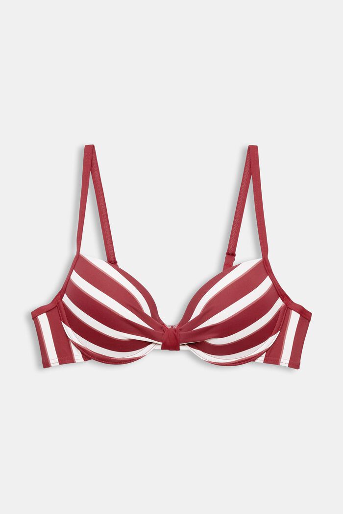 Reggiseno da bikini imbottito, con ferretto e a righe, DARK RED, detail image number 4