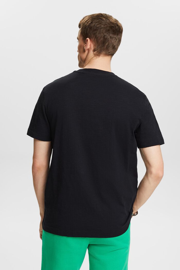 T-shirt in cotone fiammato con logo sulla tasca, BLACK, detail image number 2