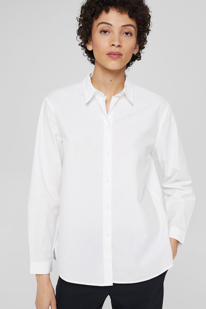Blusa oversize in cotone, WHITE, detail image number 0