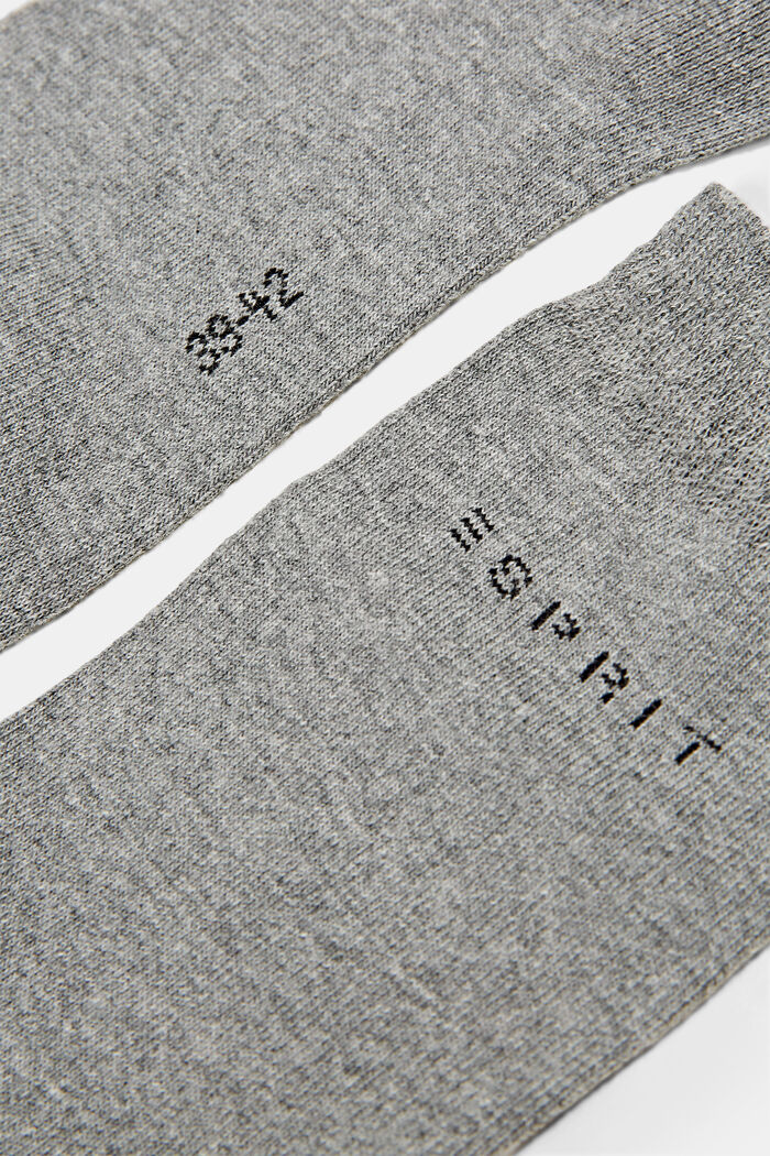 Calzini in confezione doppia con logo lavorato a maglia, cotone biologico, LIGHT GREY MELANGE, detail image number 1
