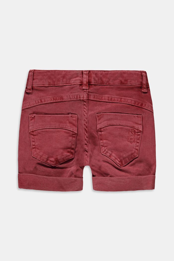Shorts in twill con vita regolabile, misto cotone biologico, GARNET RED, detail image number 1