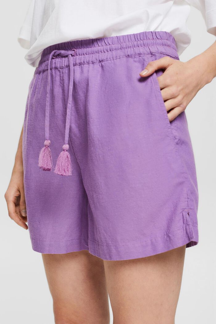 Con lino: shorts con coulisse con cordoncino, VIOLET, detail image number 2