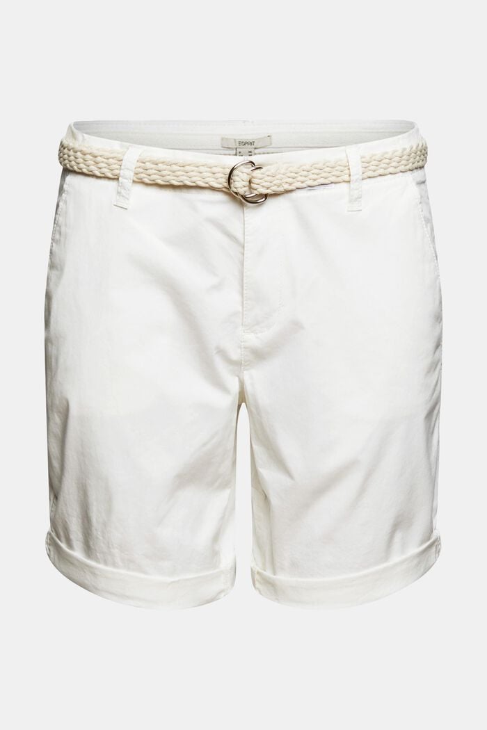 Pantaloncini con cintura in tessuto, WHITE, detail image number 2