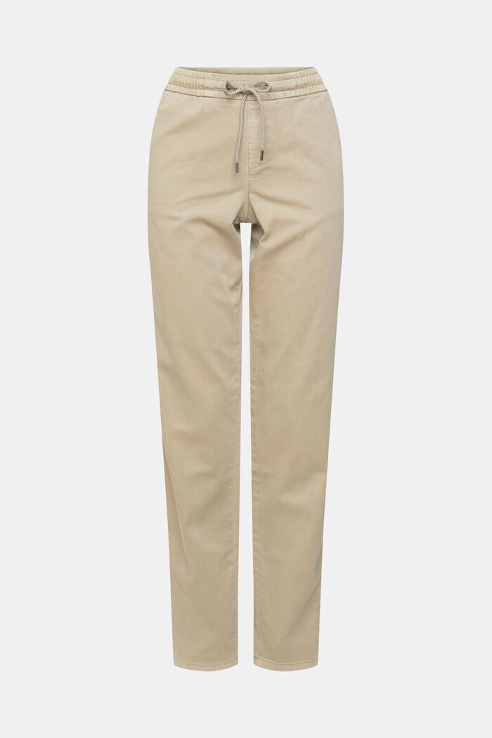 Pantaloni con coulisse e cordoncino in cotone Pima, LIGHT TAUPE, detail image number 1