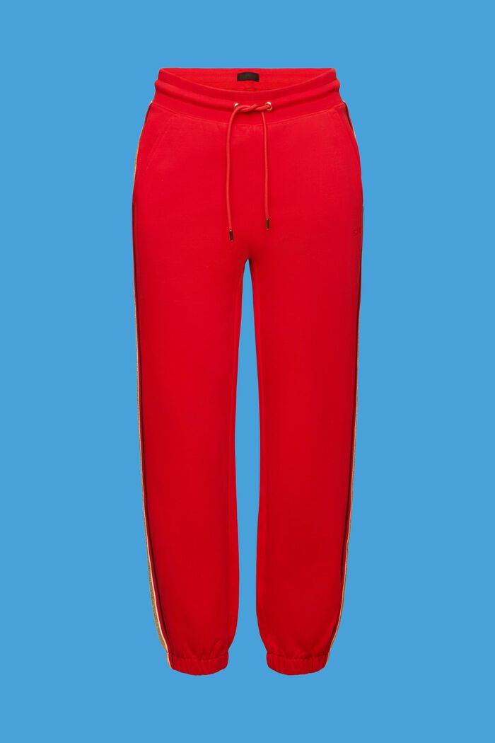 Pantaloni sportivi a righe in cotone, RED, detail image number 6