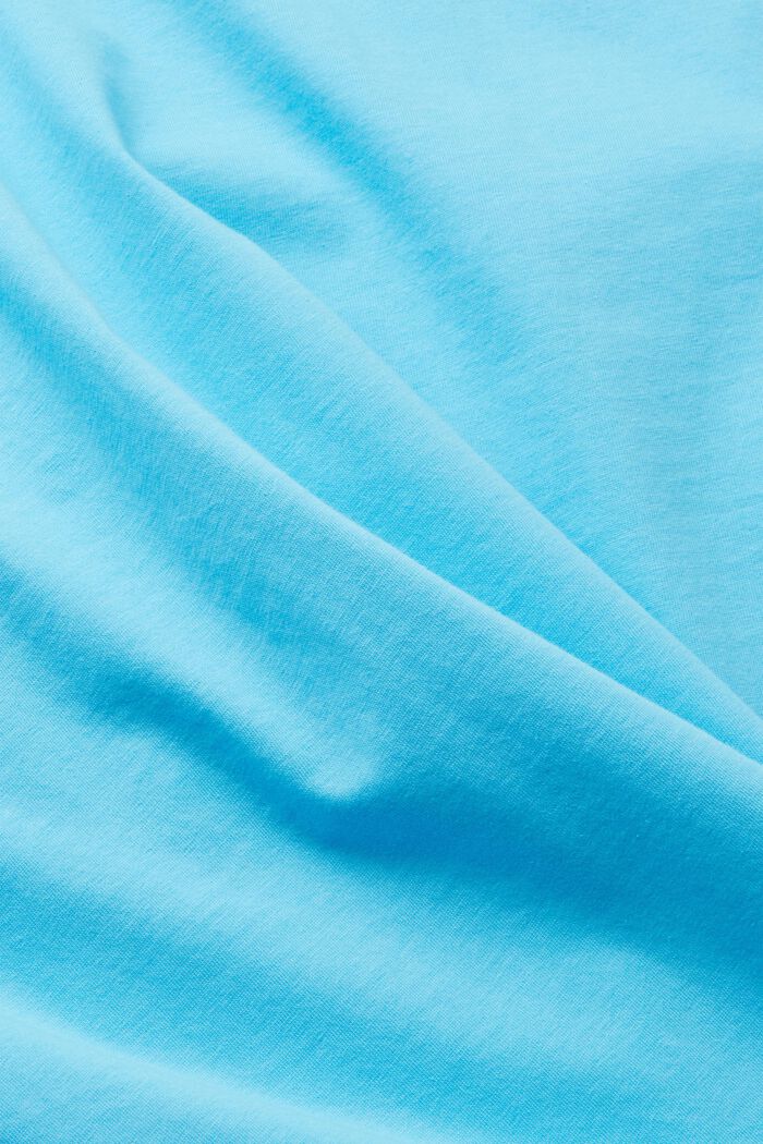 T-shirt in cotone con righe a contrasto, TURQUOISE, detail image number 4