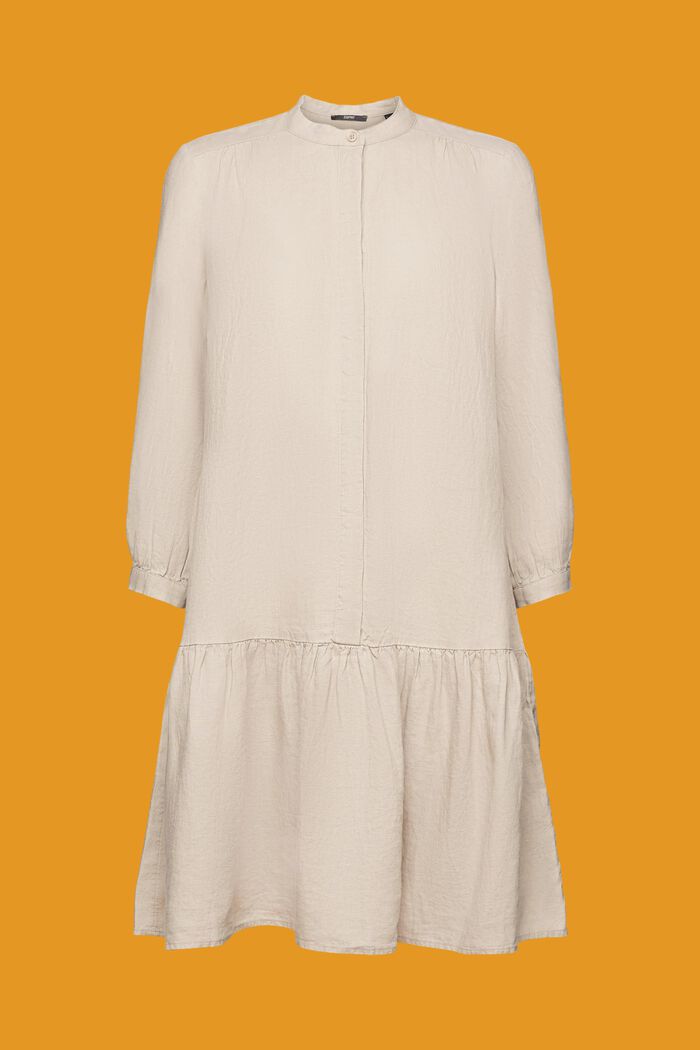 Abito camicia mini, 100% lino, LIGHT TAUPE, detail image number 6