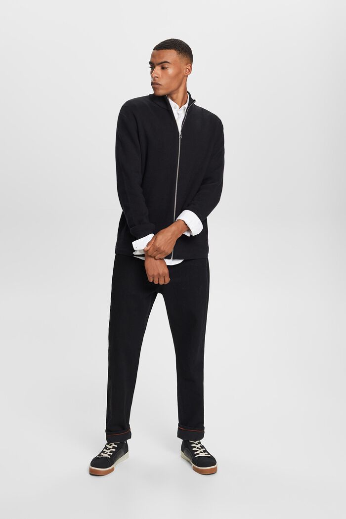 Cardigan con zip, 100% cotone, BLACK, detail image number 4