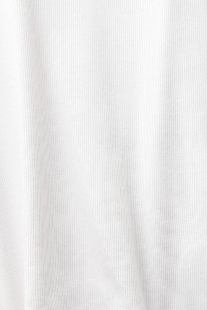 T-shirt a coste con scollo a V, OFF WHITE, detail image number 5