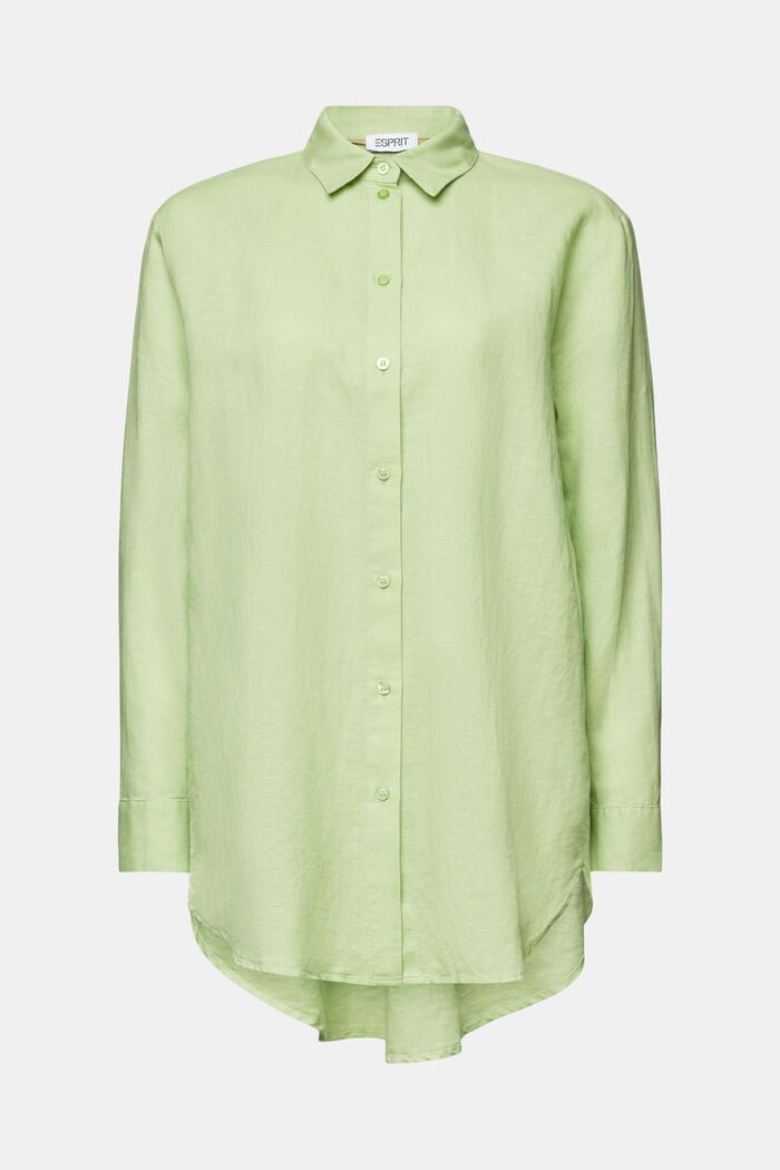 Camicia in lino e cotone, LIGHT GREEN, detail image number 5