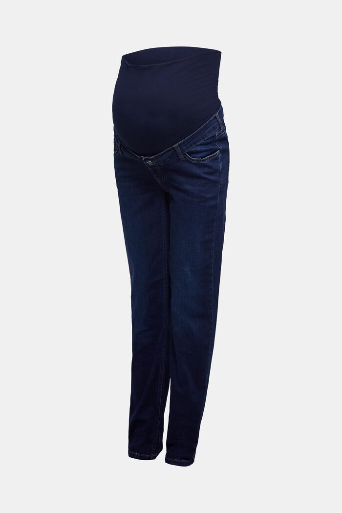 Jeans elasticizzati con fascia premaman, DARK WASHED, overview