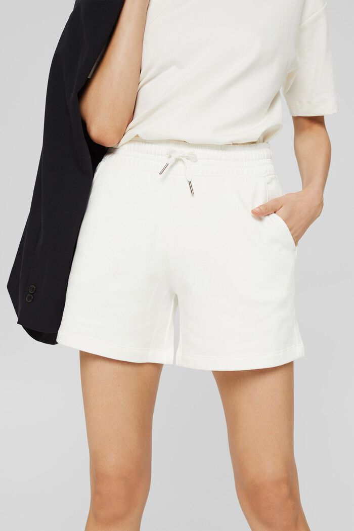 Shorts felpati in cotone, OFF WHITE, detail image number 2