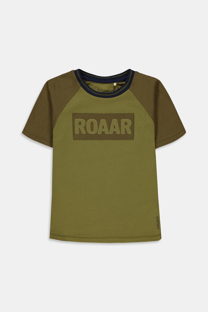 T-shirt con ricamo in 100% cotone, LEAF GREEN, overview