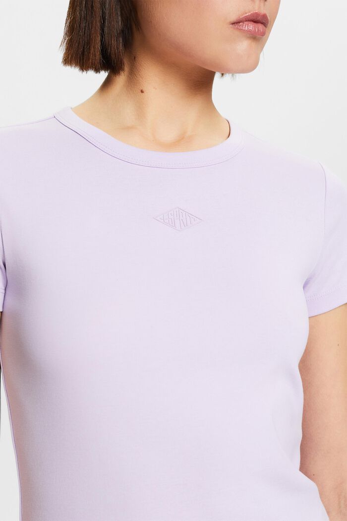 T-shirt in cotone con logo, LAVENDER, detail image number 3