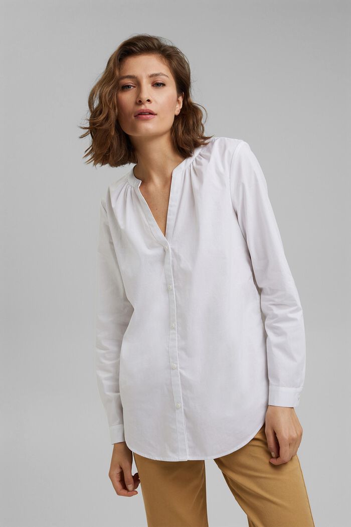 Blusa in 100% cotone biologico, WHITE, detail image number 0