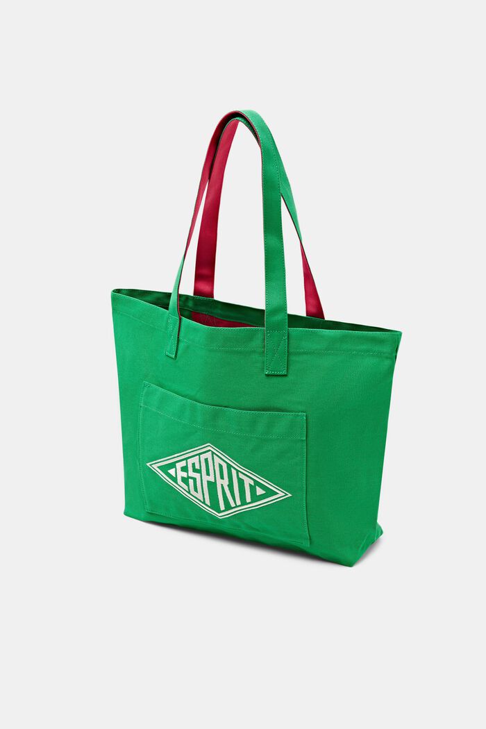 Tote Bag con logo in canvas, GREEN, detail image number 2