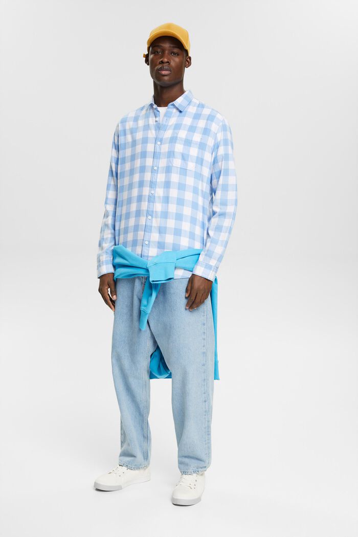 Camicia di flanella a quadri vichy, realizzata in cotone sostenibile, BRIGHT BLUE, detail image number 6