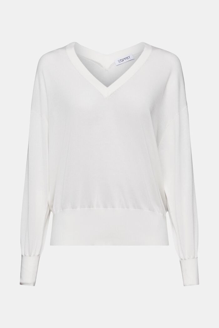 Pullover con scollo a V, OFF WHITE, detail image number 5