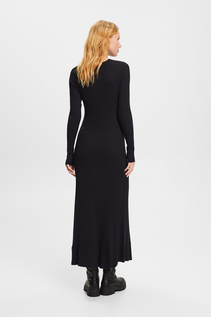 Abito maxi in maglia a coste, BLACK, detail image number 3