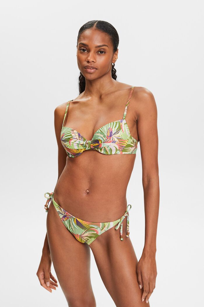 Top da bikini imbottito con ferretto e stampa, DARK GREEN, detail image number 0