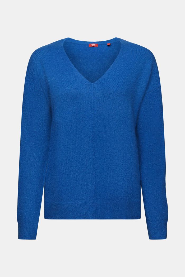 Pullover a V in misto lana, BRIGHT BLUE, detail image number 6