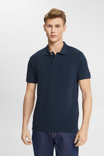 Camicia polo slim fit, NAVY, overview