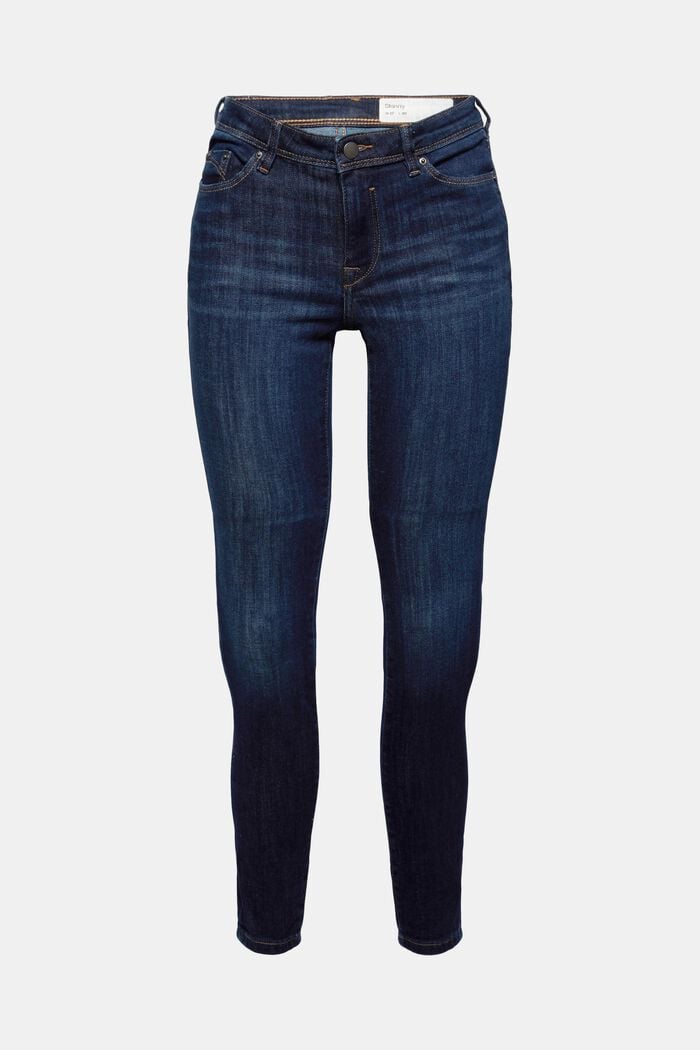 Jeans stretch in misto cotone, BLUE DARK WASHED, overview