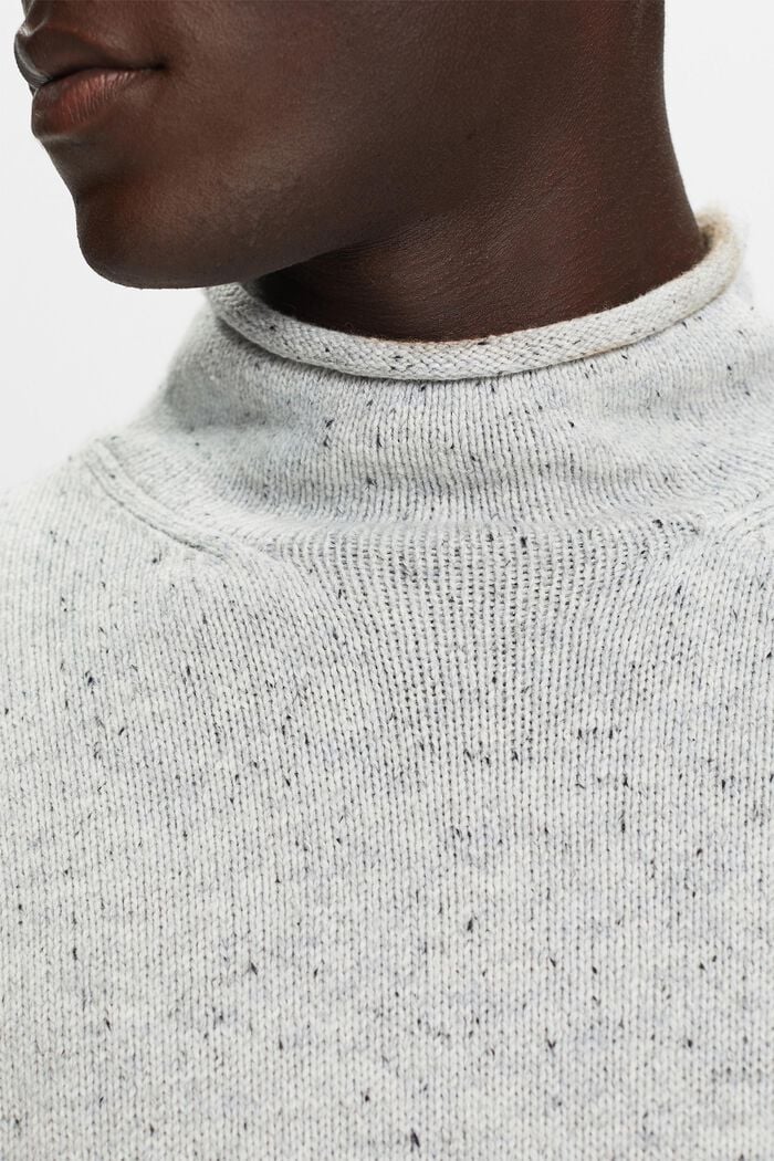 Pullover con collo a lupetto in misto lana, LIGHT GREY, detail image number 1