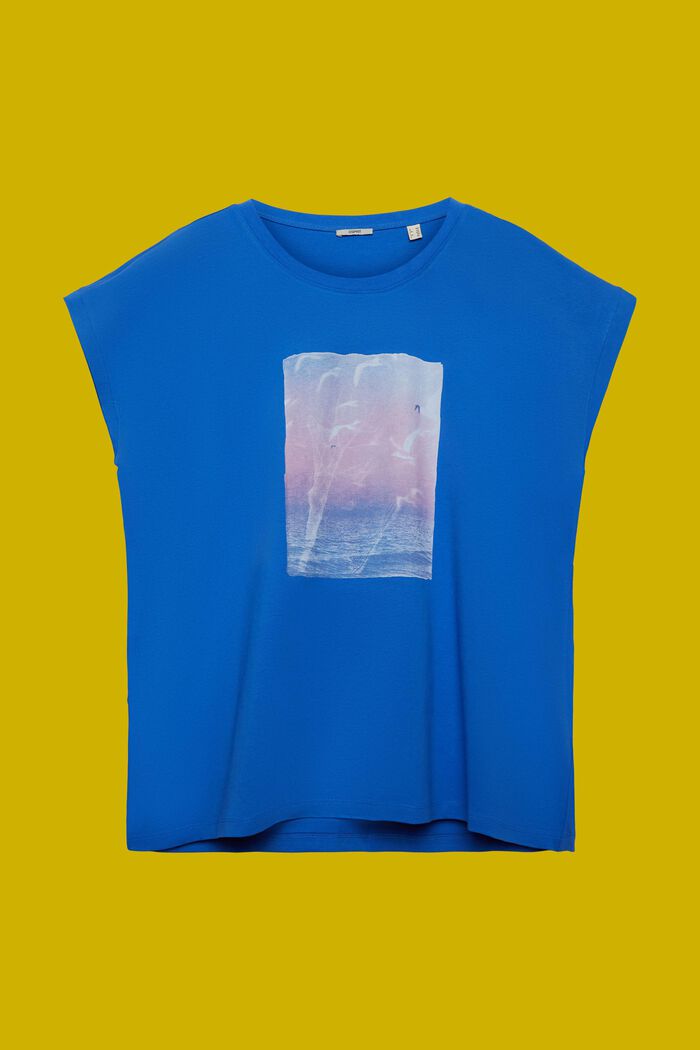 CURVY T-shirt con stampa sul davanti, 100% cotone, BRIGHT BLUE, detail image number 5