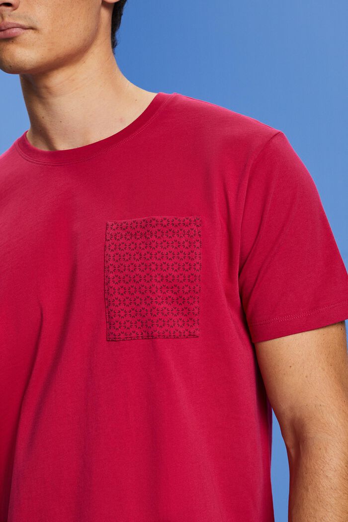 T-shirt in cotone sostenibile con tasca sul petto, DARK PINK, detail image number 2