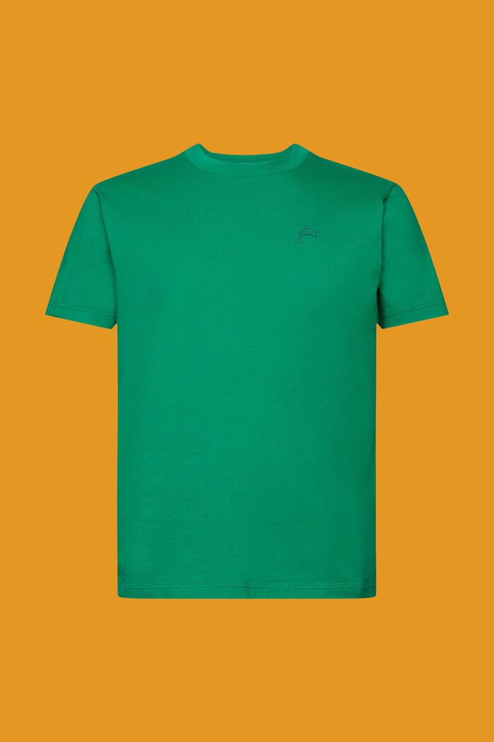 T-shirt in cotone con stampa di delfino, GREEN, detail image number 6
