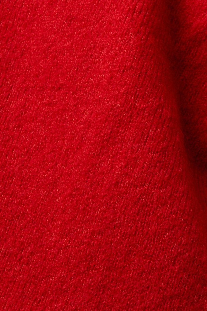 Pullover a V in misto lana, DARK RED, detail image number 5